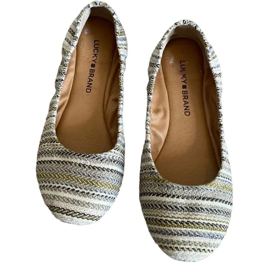 Lucky Brand Lk Emmie Ballet Flats Striped Size 6.5